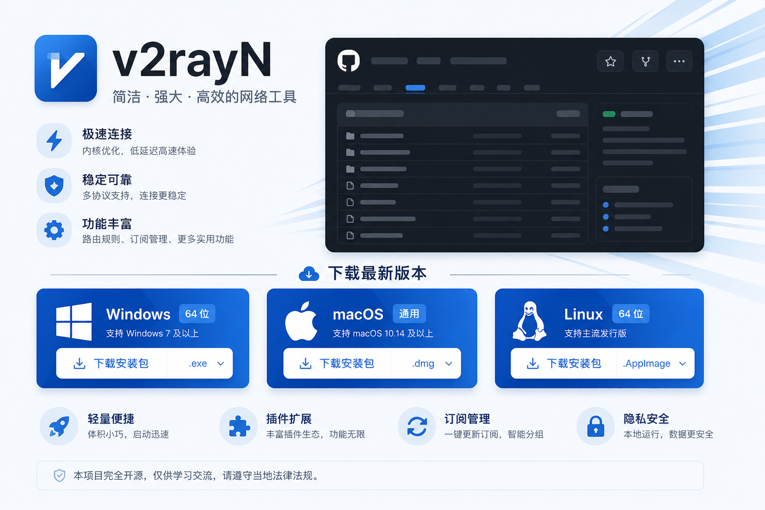 V2RayN官网下载电脑端客户端正式版图文版主视觉